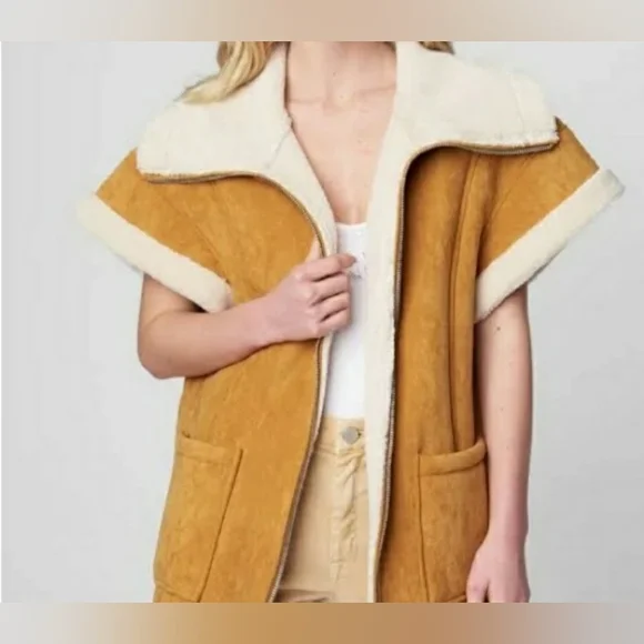 BLANKNYC Biscotti Faux Suede Oversized Collar Vest Women's Size- Small - Picture 2 of 11